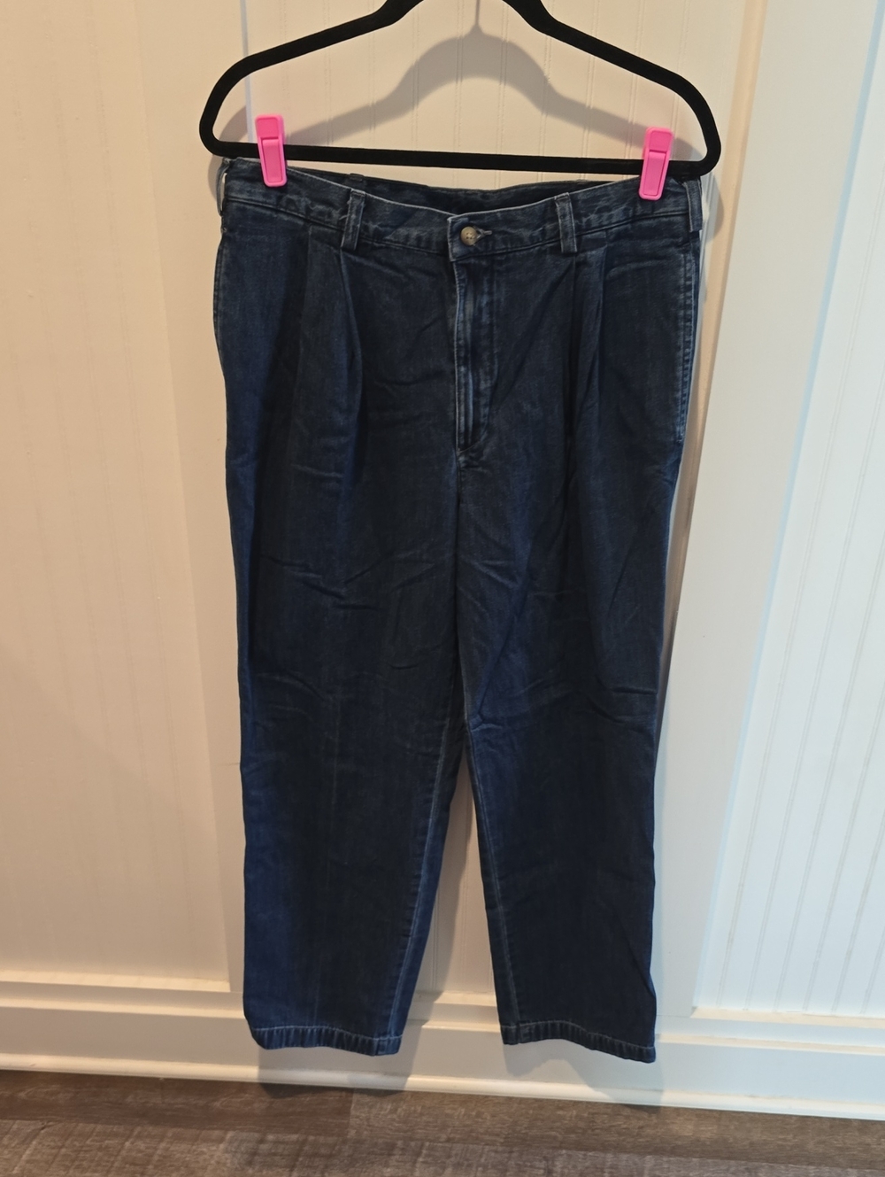 Vintage Men's Savane Navy Pleated Dress Jeans 34x30
